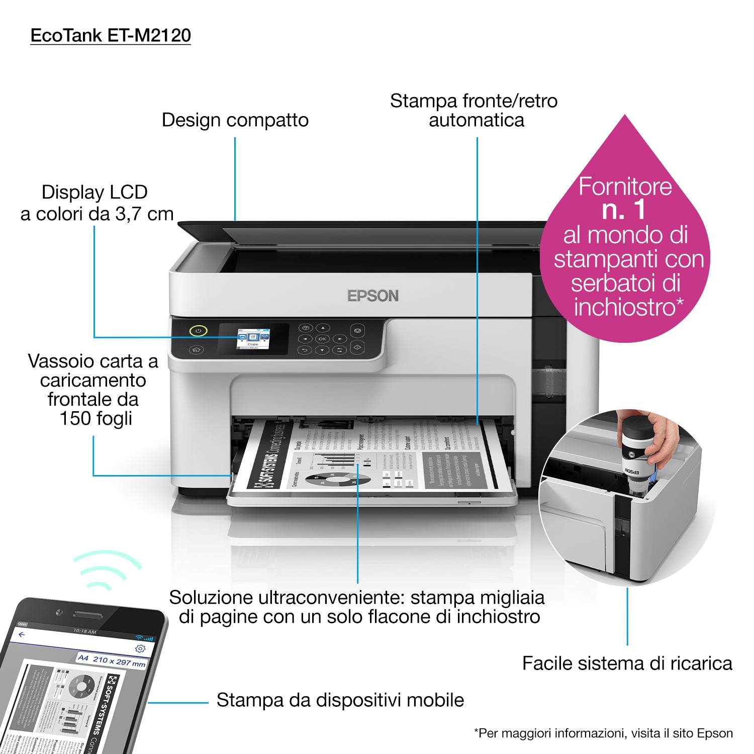 Epson EcoTank ET-M2120 – S/W Tintenstrahl-MFP, 3-in-1