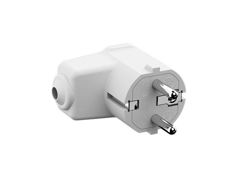 Bachmann Montage-Winkelstecker, Schuko (Typ F), 16 A 250 V, 65×60×40 mm – weiss
