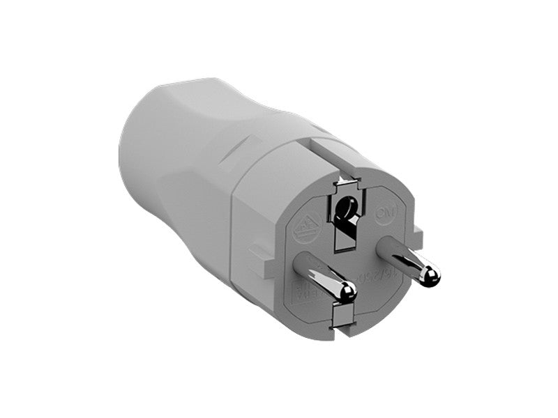 Bachmann Montagestecker 16 A 250 V, Schuko (Typ F), mit Schraubanschluss, 78×36,6×38 mm – Grau