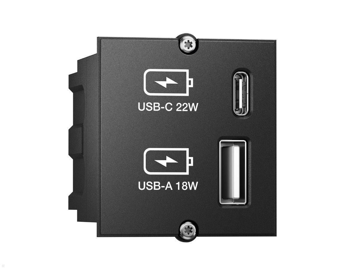 Bachmann 917.227 USB-Ladegerät 45 W – USB-C×1, USB-A×1, Überspannungsschutz, IP20 – Schwarz