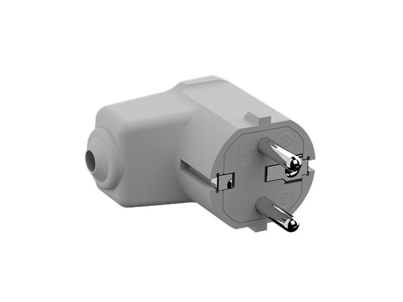 Bachmann Montage-Winkelstecker, 16 A 250 V, Stecker CEE 7/7 (Typ F), 59,5×36,6×44 mm – grau