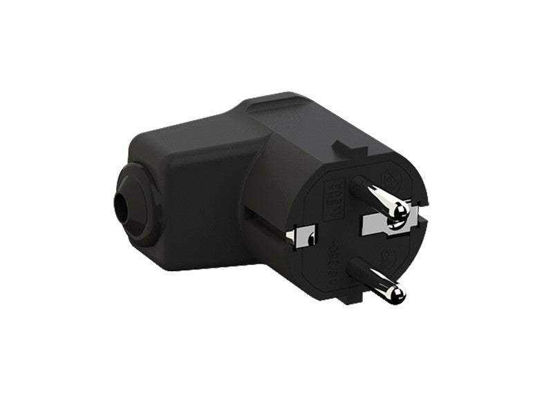 Bachmann Montage-Winkelstecker – Schuko (Typ E/F), 16 A/250 V, 2-polig, schwarz