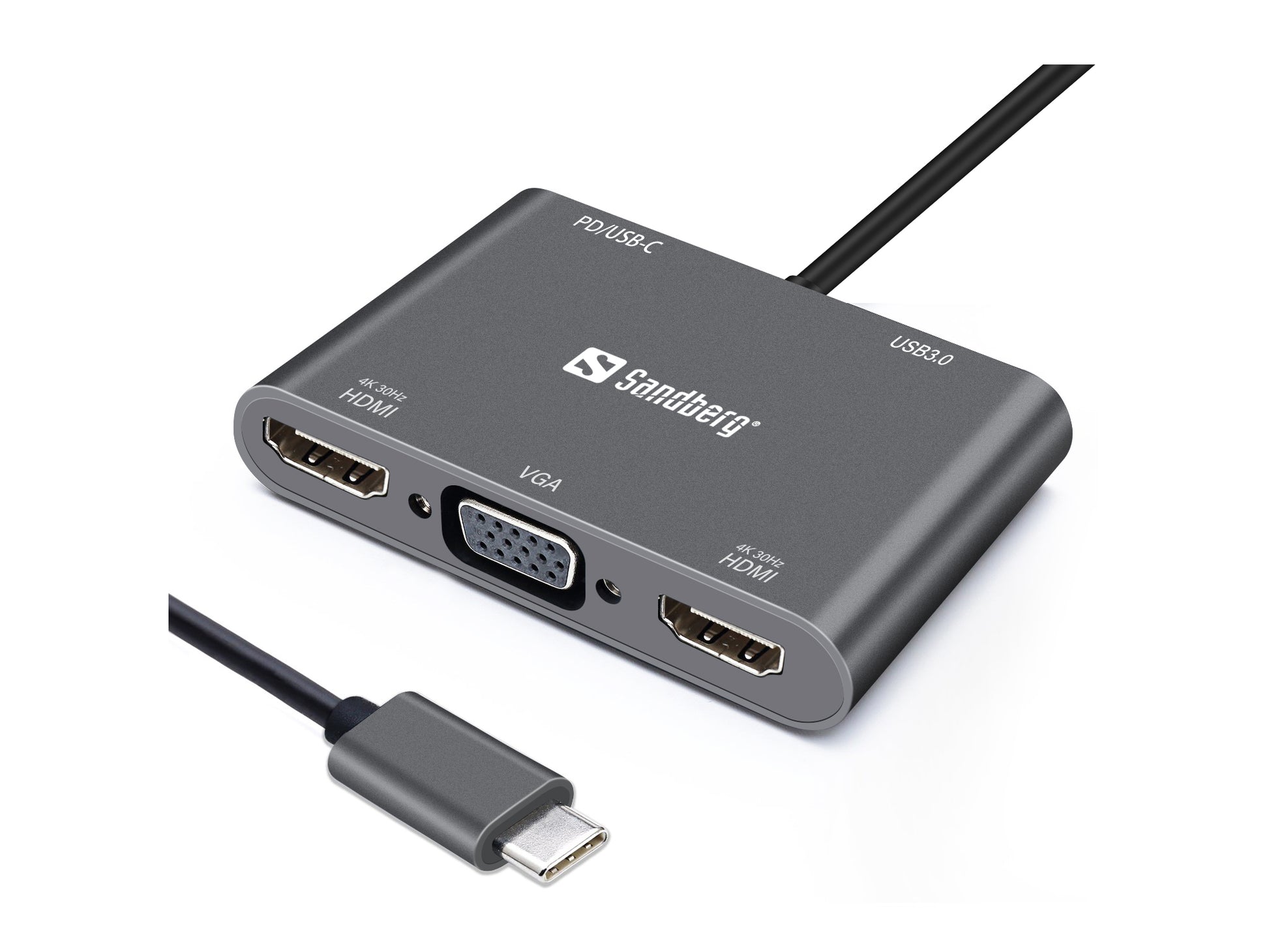 Sandberg Dockingstation – USB-C, 2× HDMI, 1× VGA, 1× USB-A
