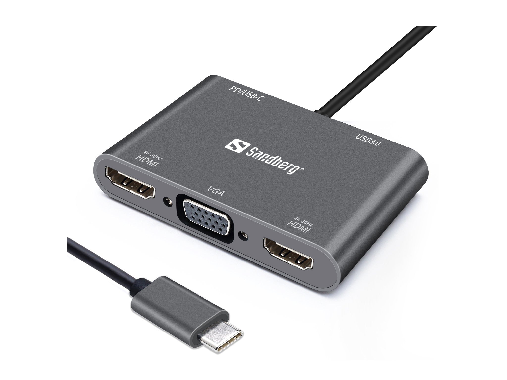 Sandberg Dockingstation – USB-C, 2× HDMI, 1× VGA, 1× USB-A