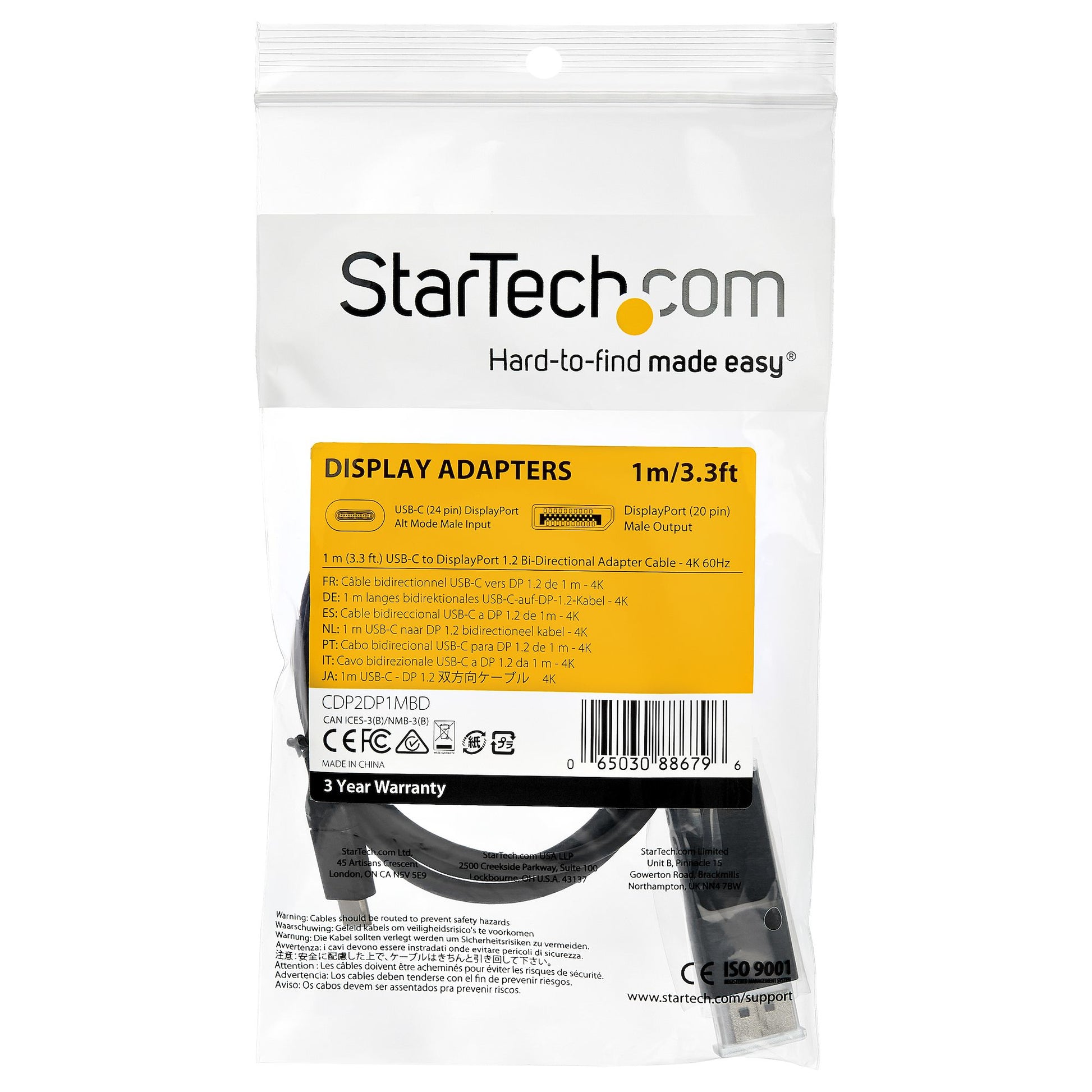 StarTech.com USB-C auf DisplayPort Adapter, DP 1.2, 8K@60 Hz, 1 m, bidirektional