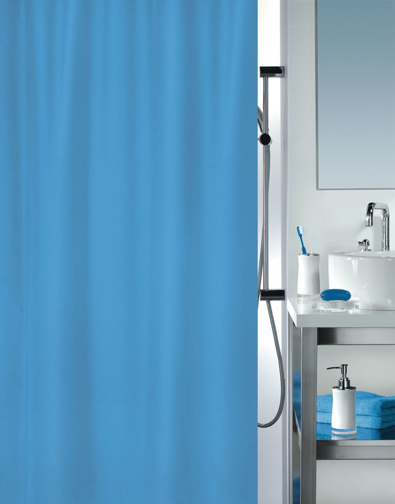 Spirella Primo Duschvorhang – 180 × 200 cm – Hellblau – Polyester – 40 °C