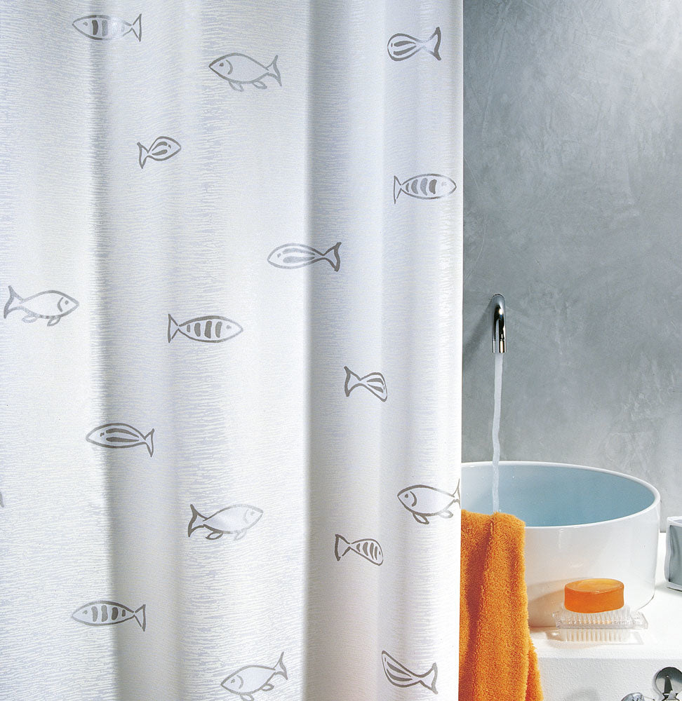 Spirella Duschvorhang – 180×200 cm, Polyester, mit Ringen, Silber