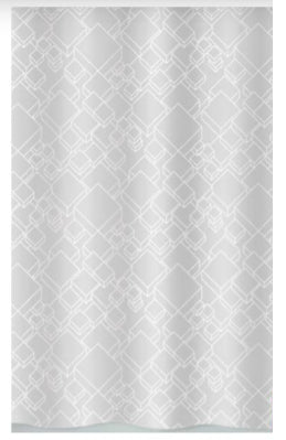 Spirella Duschvorhang PEER – 180×200 cm, Polyester (PES), Ringbefestigung, Grau/Weiss