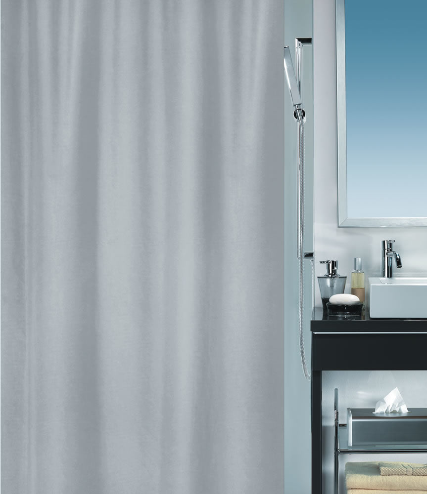 Spirella PRIMO Duschvorhang – Ringbefestigung – 180 × 200 cm – Grau – Polyester – Waschbar bei 40 °C