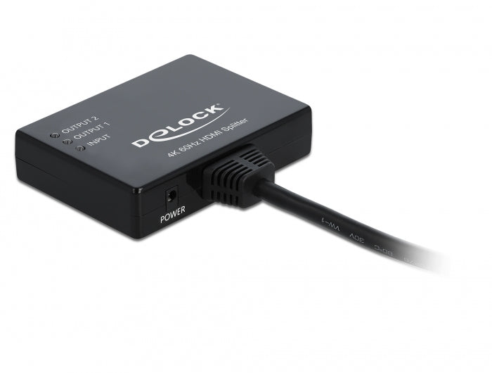 DeLOCK 87747 HDMI Splitter HDMI zu 2× HDMI – 4K (3840 × 2160) @ 60 Hz, 2× HDMI, 0,6 m, HDCP, Passiv, Schwarz