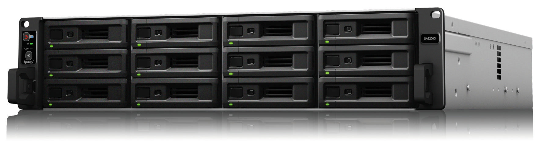 Synology SA3200D – 12-Bay Rack 2U NAS – Intel Xeon D-1521, 8 GB RAM, 10GbE, DSM, für 2,5"/3,5" HDD/SSD, SAS