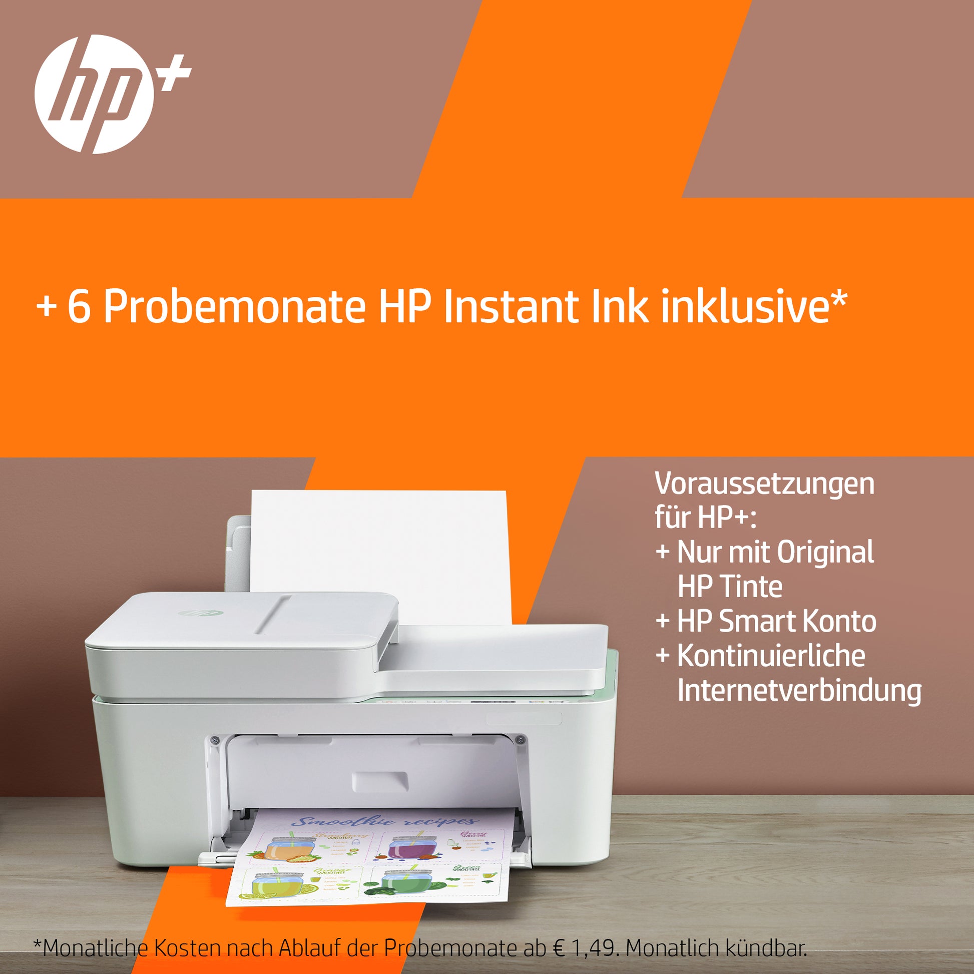 HP DeskJet 4122e – Farbtintenstrahl-Multifunktionsdrucker, A4, 4-in-1, Duplex, ADF, WLAN, AirPrint, Mopria