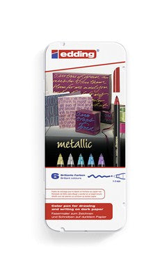 Edding 1200 Faserschreiber Metallic – Feine Spitze, 1–3 mm, wasserbasiert, 6 Farben