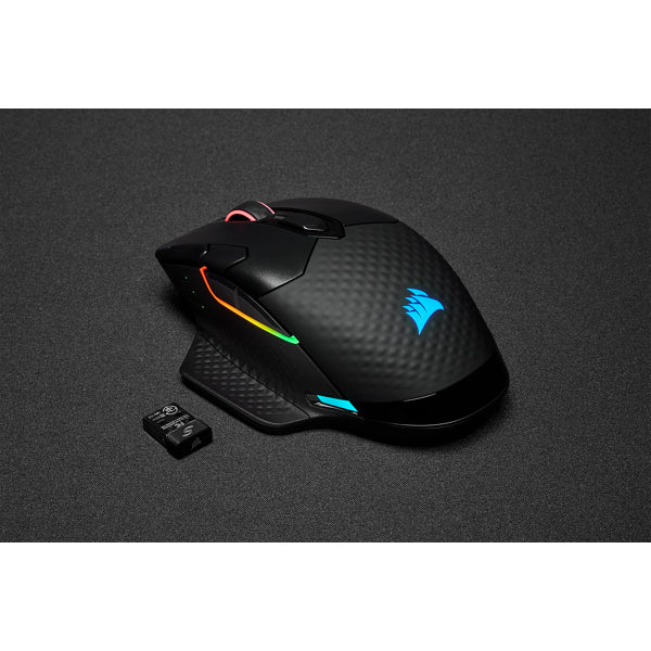 Corsair DARK CORE RGB PRO Gaming-Maus – kabellos, für Rechtshänder, programmierbar, RGB-Beleuchtung, schwarz