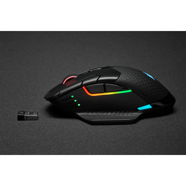 Corsair DARK CORE RGB PRO Gaming-Maus – kabellos, für Rechtshänder, programmierbar, RGB-Beleuchtung, schwarz