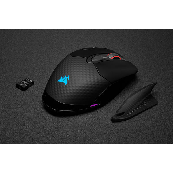 Corsair DARK CORE RGB PRO Gaming-Maus – kabellos, für Rechtshänder, programmierbar, RGB-Beleuchtung, schwarz