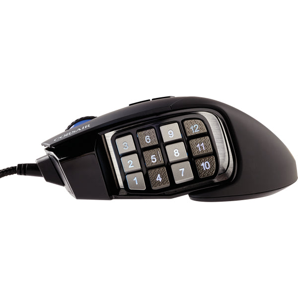 Corsair SCIMITAR RGB ELITE Gaming-Maus – kabelgebunden, 1'000 Hz, 17 Tasten, für Rechtshänder, schwarz