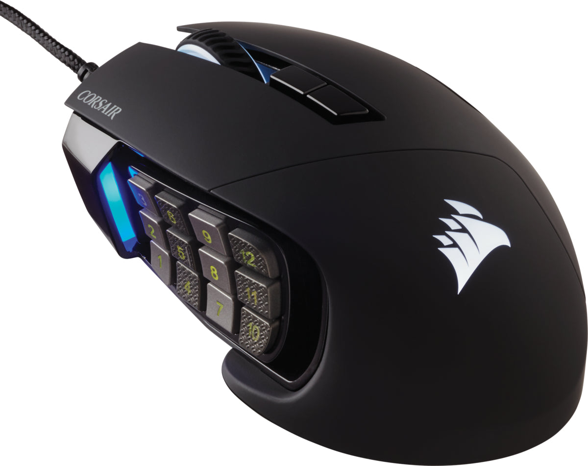 Corsair SCIMITAR RGB ELITE Gaming-Maus – kabelgebunden, 1'000 Hz, 17 Tasten, für Rechtshänder, schwarz