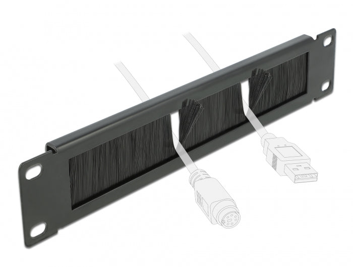 DeLOCK 66287 Bürstenleiste – 19", 1U, Metall, Schwarz, 254×44,2×10 mm