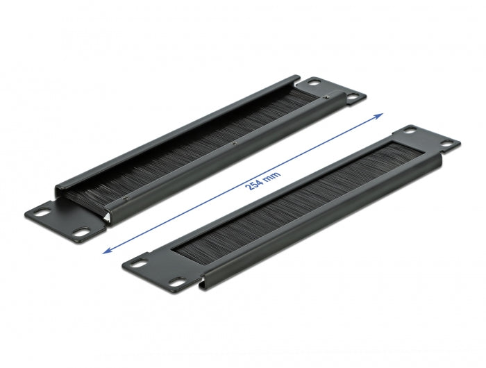 DeLOCK 66287 Bürstenleiste – 19", 1U, Metall, Schwarz, 254×44,2×10 mm