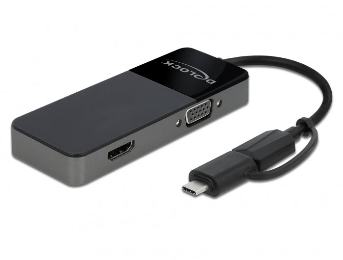 DeLOCK 64085 Adapter USB-A zu HDMI/VGA – USB 3.2 Gen 1 (5 Gbit/s), 0,12 m, für Windows/macOS