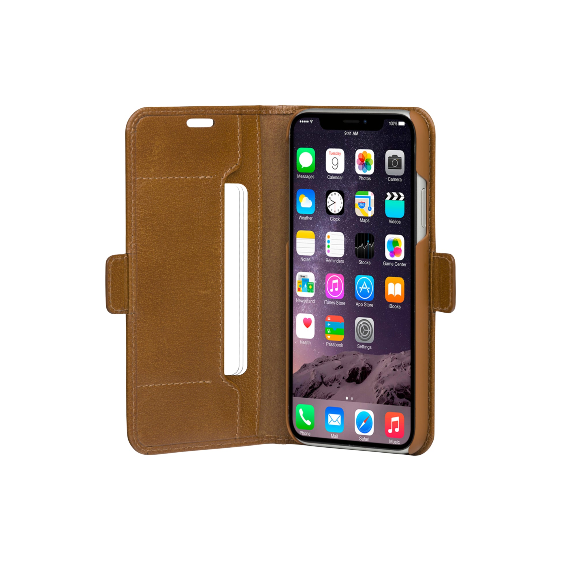 dbramante1928 Copenhagen Slim Wallethülle – für Apple iPhone 11, mit Ständer, mit Kartenfach, Leder, Beige