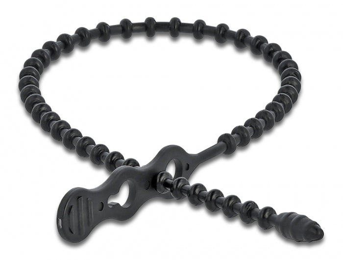 DeLOCK Kabelbinder mit Perlen, 4,5 mm × 0,31 m, schwarz, 10 Stück