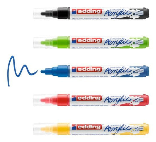 Edding 5100 Acrylmarker Metallic – Rundspitze 3 mm – Mehrfarbig – 5er-Set – für Glas