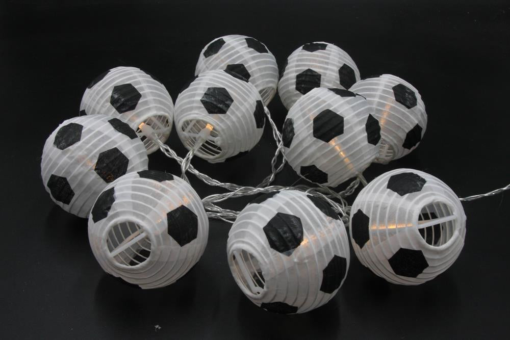 Dameco Lichterkette Fussball 6er-Set – 1,8 m – 10 LEDs, Warmweiss – Netzbetrieb – Weiss