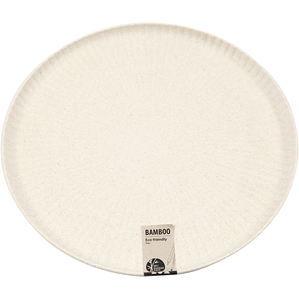 Creativ Company Tablett – Ø 30,0 cm, H 2,0 cm, Bambus, Beige