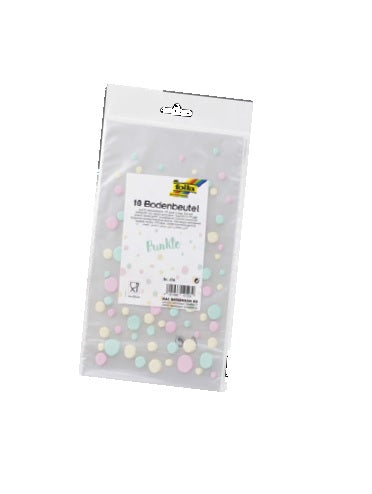Folia Geschenktüten – Punkte – mit Kreuzboden, Kunststoff – 145 × 235 mm – 10 Stk.