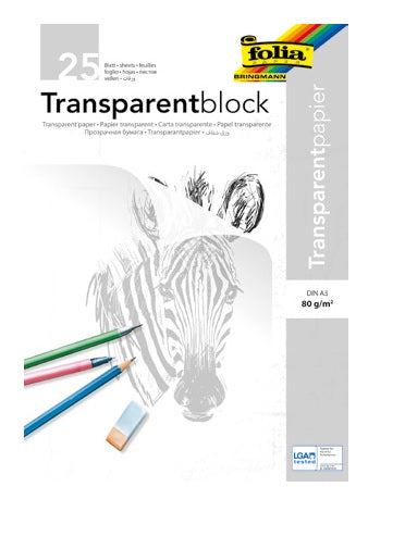 Folia Transparentpapier – A3, 80 g/m², weiss transparent, 25 Blätter
