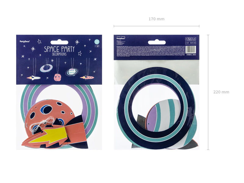PartyDeco Hängedekoration Kosmos – Mehrfarbig – Papier – 5 Stk