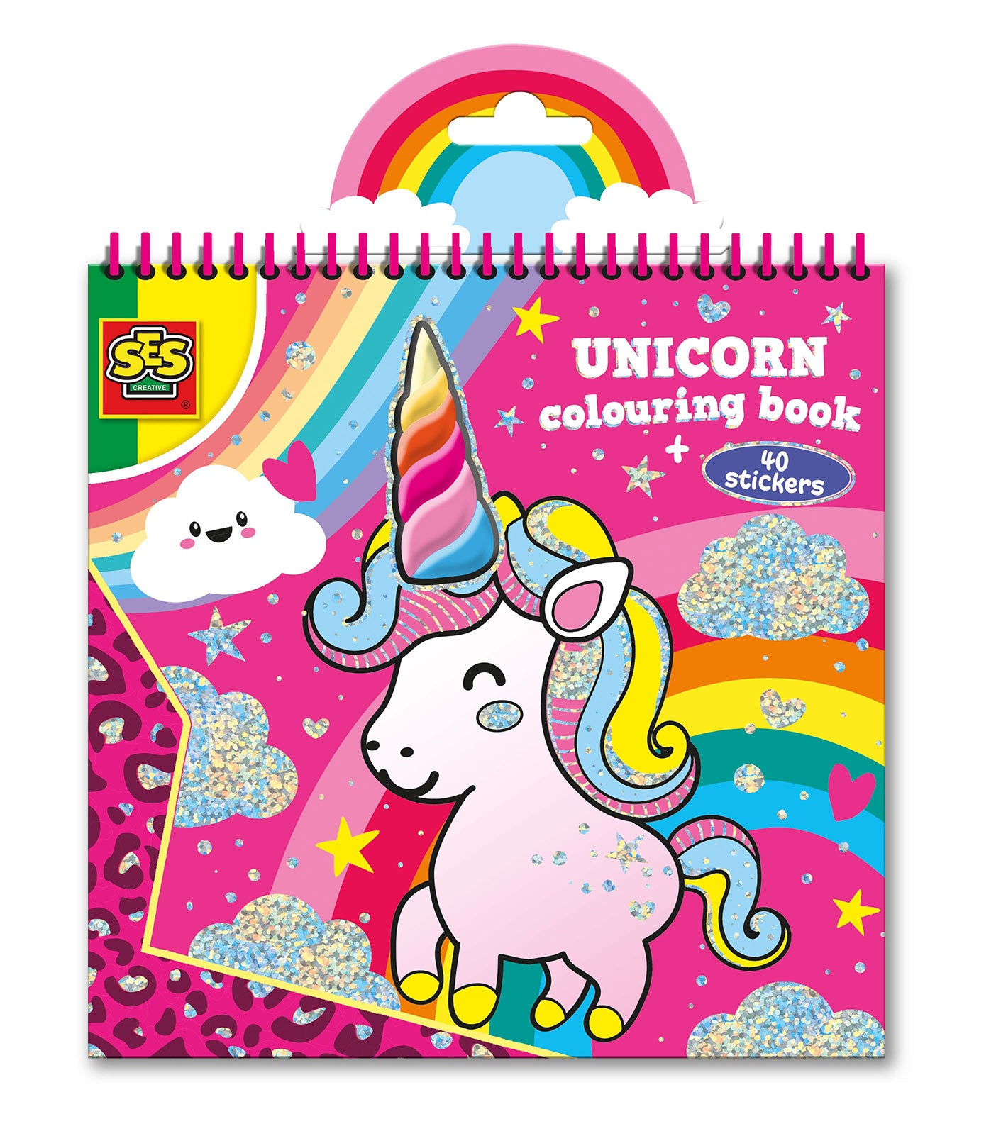 SES Creative Malbuch, Karton, 20 × 20 × 1 cm, mehrfarbig, ab 3 Jahren, inkl. 40 Glitzersticker