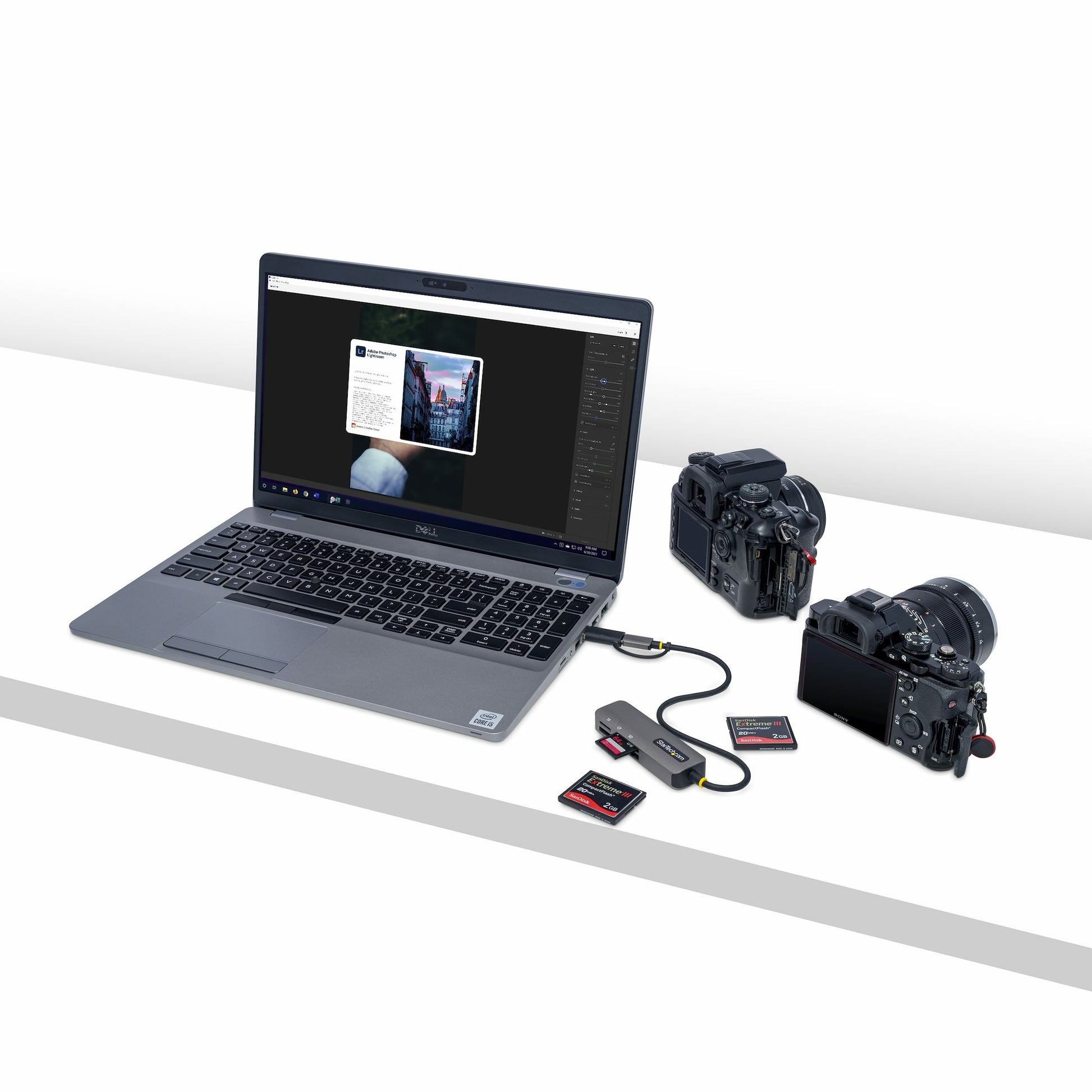 StarTech.com FCREADMICRO3V2 – 3‑Slot USB‑C Kartenleser, USB 3.2 Gen 1, 5 Gbit/s, inkl. USB‑A‑Adapter, Grau
