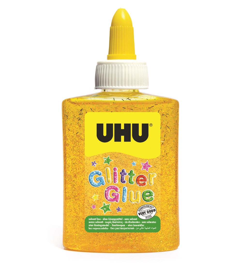 UHU Glitzerkleber – Gelb – 88,5 ml – Auswaschbar, Lösungsmittelfrei – zum Basteln