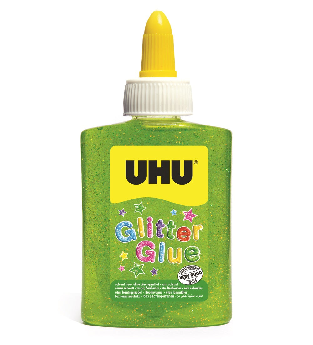 UHU Glitzerkleber – Grün – 88,5 ml – Auswaschbar, Lösungsmittelfrei – Für Basteln