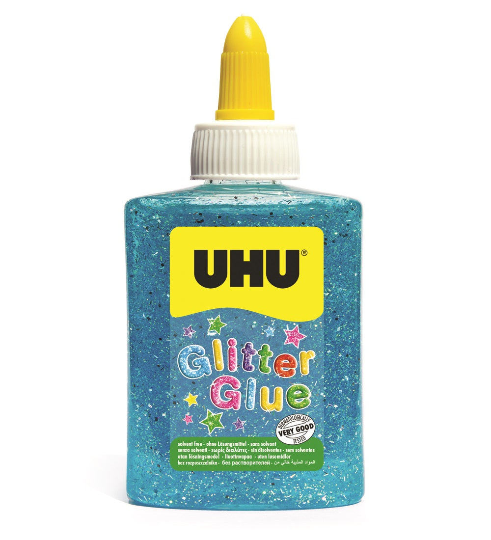 UHU Glitzerkleber – Blau – 88,5 ml – Auswaschbar, Lösungsmittelfrei – Für Basteln