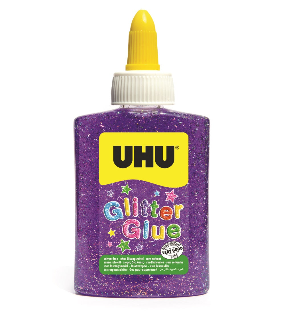 UHU Glitzerkleber – lila – 88,5 ml – auswaschbar, lösungsmittelfrei – zum Basteln