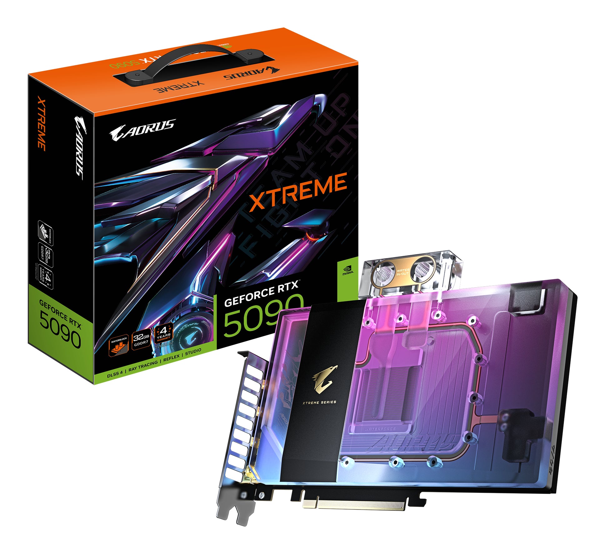 GIGABYTE GV-N5090AORUSX WB-32GD – Grafikkarte – RTX 5090, 32 GB GDDR7, PCIe 5.0, 3×DP 2.1a, 1×HDMI 2.1b