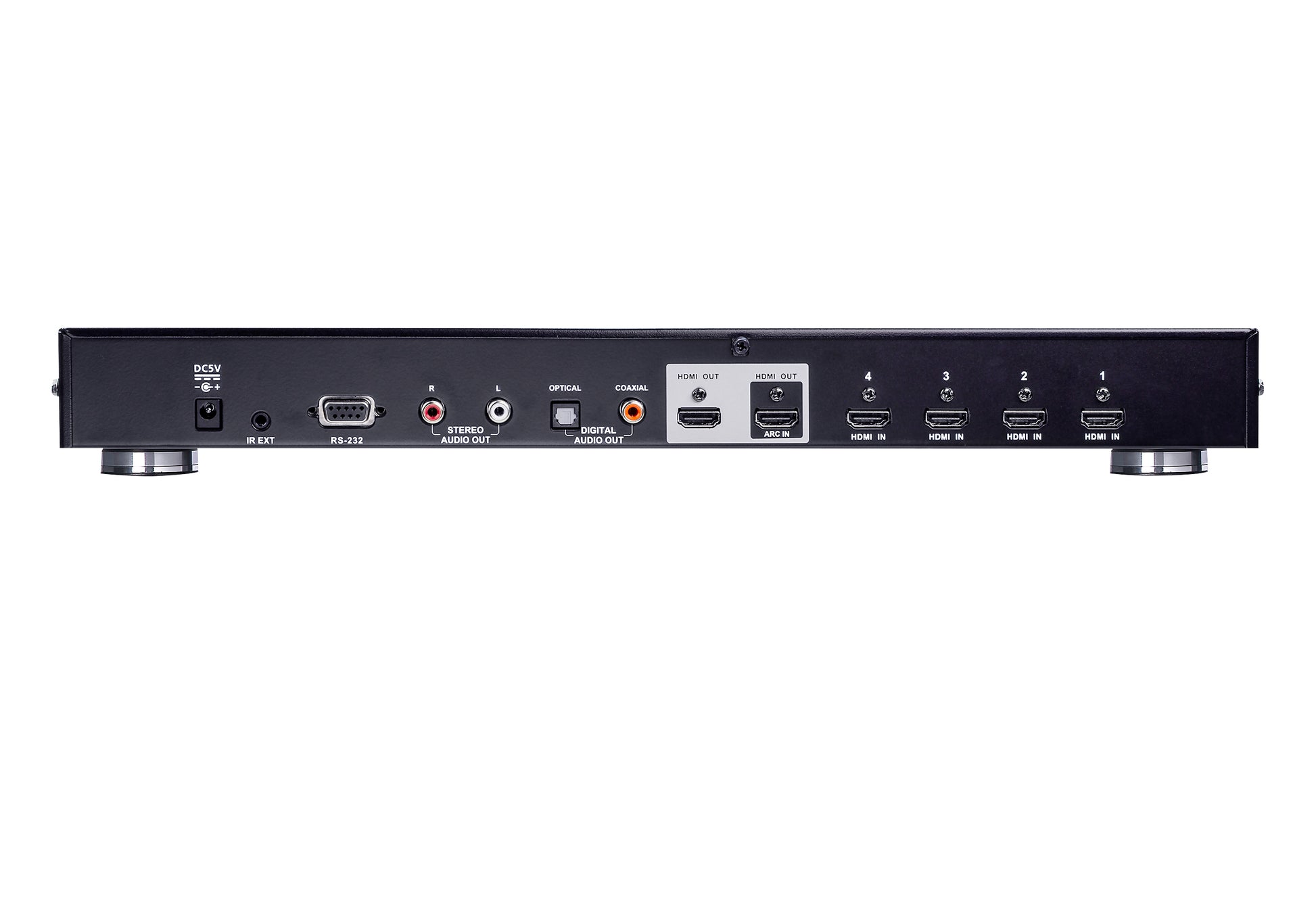 ATEN VS482B – HDMI Switch, 4× HDMI Ein / 2× HDMI Aus, 4K@60 Hz, 5 m, HDR, ARC, IR, RS-232, Toslink/Coax