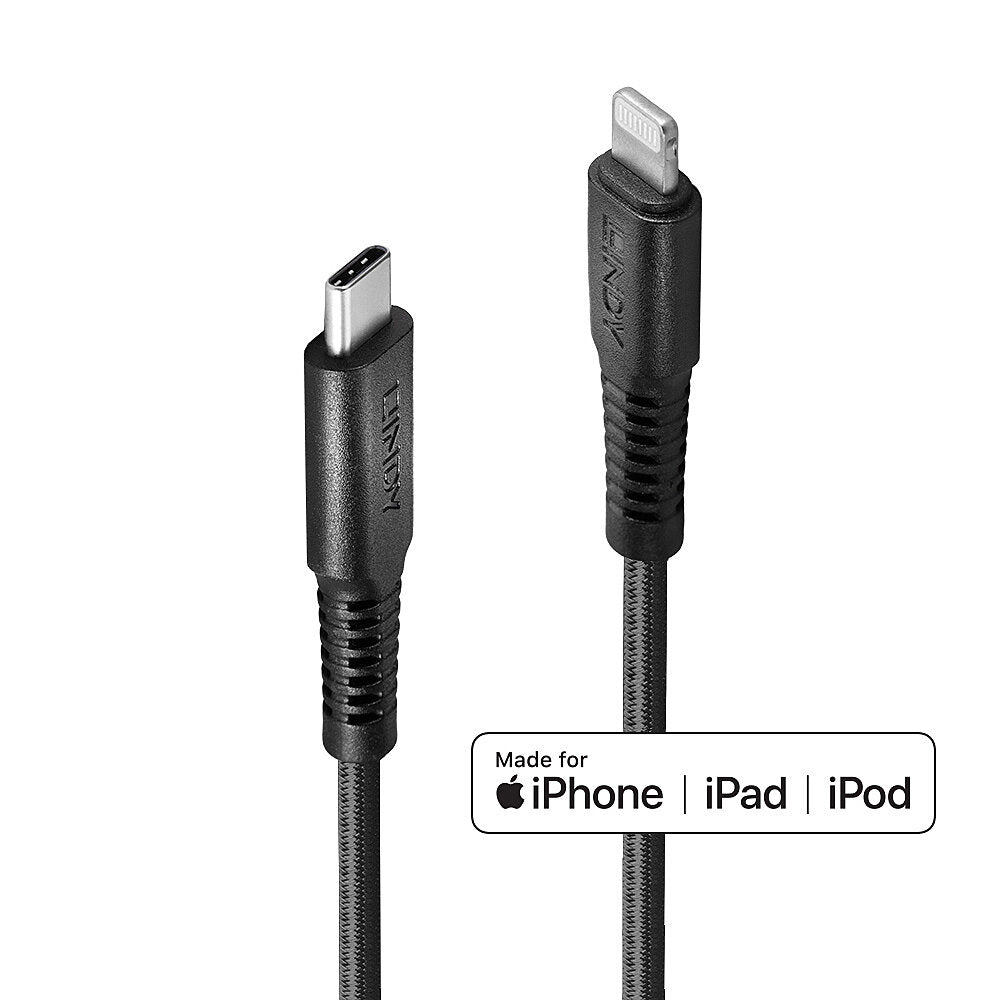 Lindy USB-C auf Lightning Kabel, 0,50 m, Aramid-verstärkt