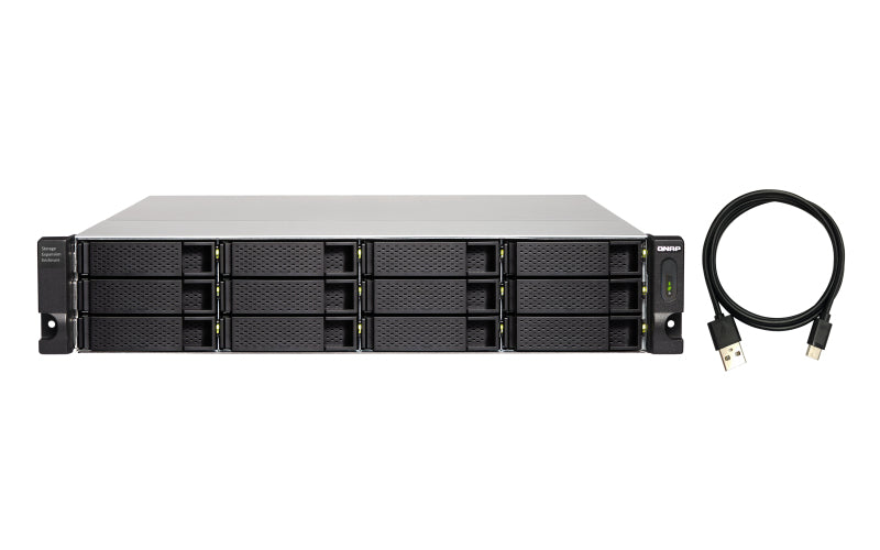 QNAP TL-R1200C-RP – 12-Bay Rack 2U Erweiterungseinheit – redundantes Netzteil, für 2,5"/3,5" HDD/SSD, SATA