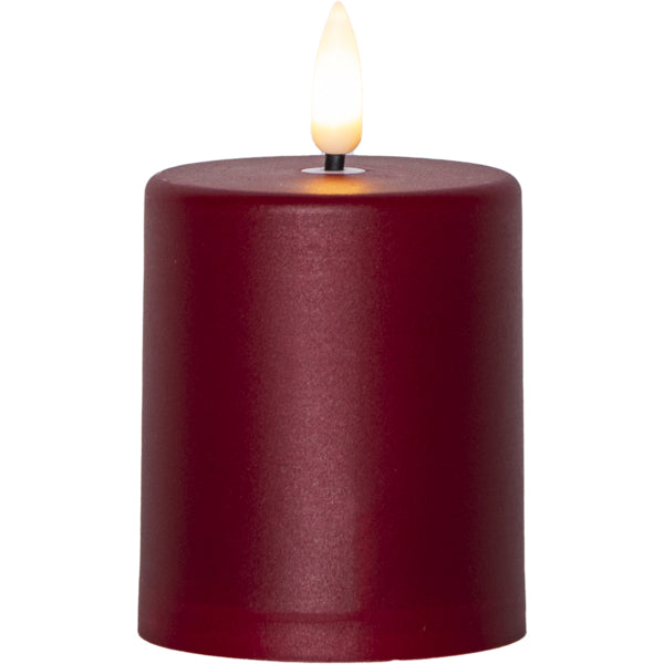 Star Trading LED-Kerze Paula – Ø 6,1 × 10 cm, 0,02 W, Warmweiss, Rot, batteriebetrieben, Timer