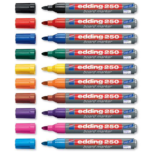 Edding Whiteboard-Marker 250 – Rundspitze 1,5-3 mm – Blau – Trocken abwischbar