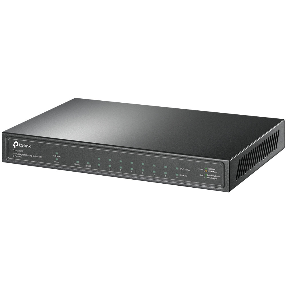 TP-Link TL-SG1210P – Switch – 9×GbE, 1×SFP, PoE+ 8×, 63 W
