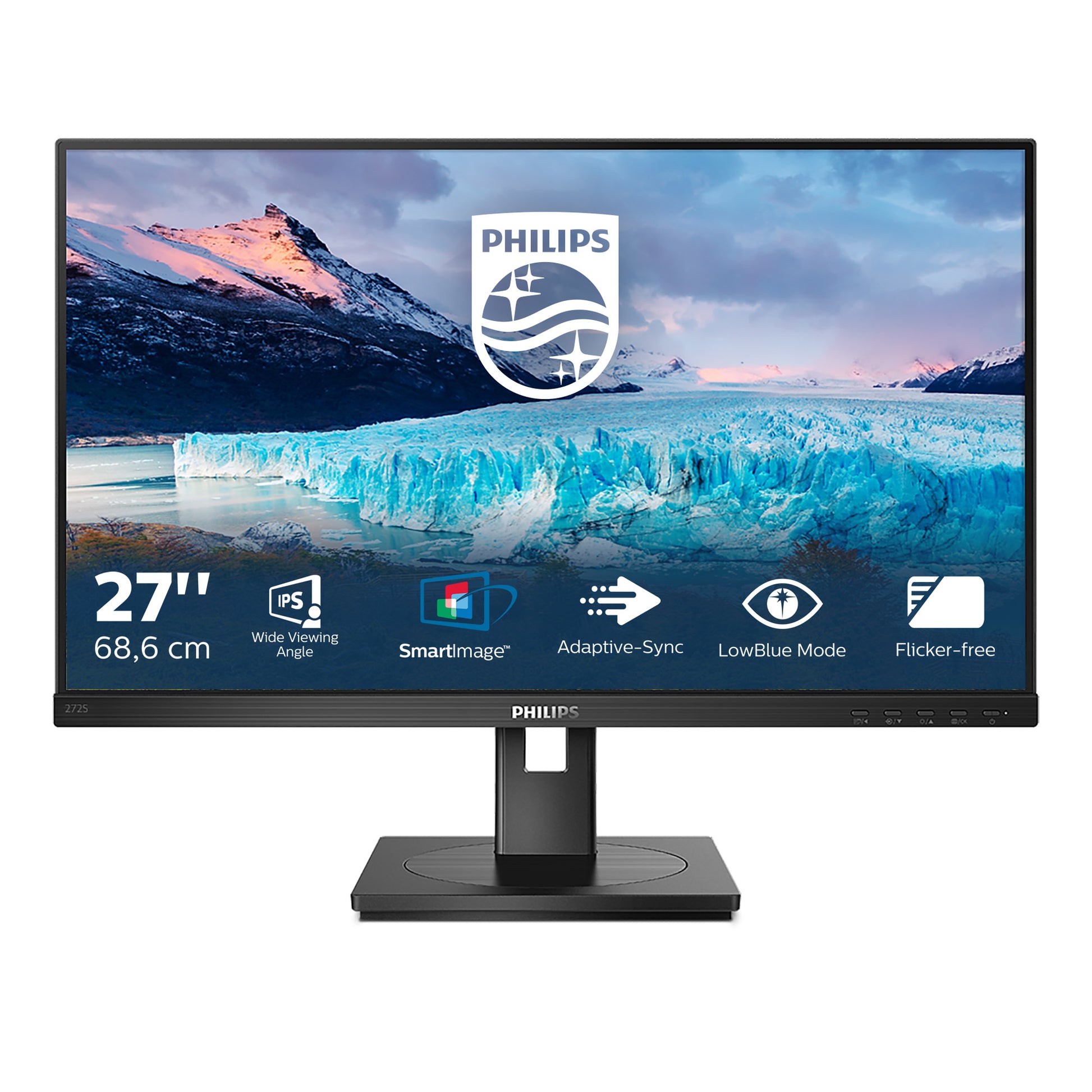 Philips 272S1AE/00 – Monitor, 27" Full HD (1920 × 1080), IPS, 75 Hz, 300 cd/m², VESA 100 × 100, Schwarz