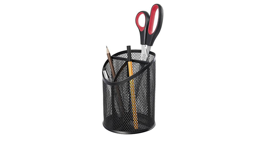 Wedo Stifteköcher – 3 Fächer, schwarz, Metall, Ø 110 × H 147 mm