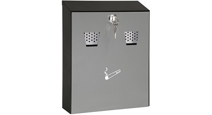 Wedo Wandaschenbecher Compact – 3,1 l – Stahl, rechteckig – schwarz/grau