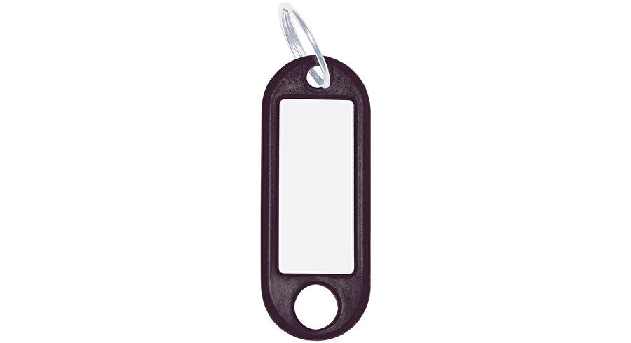 Wedo Schlüsselanhänger – auswechselbares Etikett, mit Ring, Kunststoff, schwarz, 21 × 52 mm, 100er-Pack